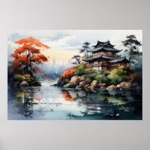 Japans Waterverf herfstmeer
