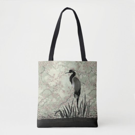 Japans waterverf kersenbloesem kraan tote bag (Voorkant)