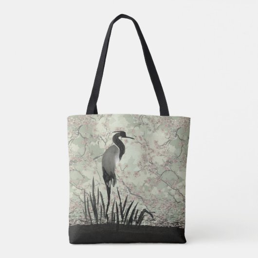 Japans waterverf kersenbloesem kraan tote bag (Achterkant)
