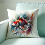 Japans Waterverf Koi Vis Kussens<br><div class="desc">Breng harmonie en elegantie in uw ruimte met dit koi vis abstracte kunst kussen, geïnspireerd door de traditionele Japanse waterverf technieken. Met sierlijke koi-vissen in levendige tinten rood, sinaasappel en wit, combineert dit ontwerp oosterse symboliek met moderne sereniteit. Een klassiek symbool van doorzettingsvermogen, schoonheid en feng shui-balans, de koi brengt...</div>