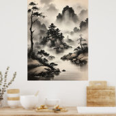 Japans Waterverf landschap Poster (Keuken)