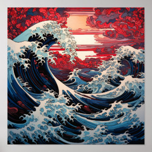Japans Wave Art Poster - Serene Ocean Waves en
