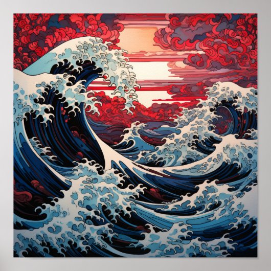 Japans Wave Art Poster - Serene Ocean Waves en (Voorkant)