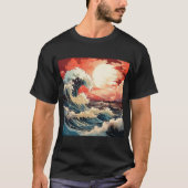 Japans Wave Art T-shirt: Verbluffende rode zon ont T-shirt (Voorkant)