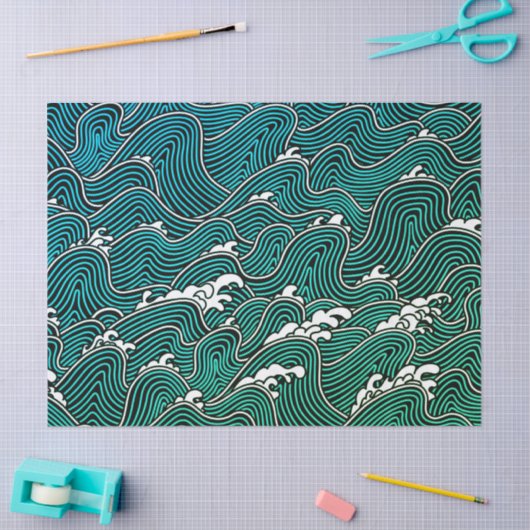 JAPANS WAVE PATTERN-weefselpapier Tissuepapier (Craft)