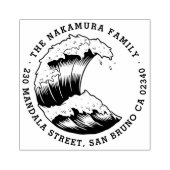 Japans Wave Ronde Familienaam Retouradres Rubberstempel (Afrduk)