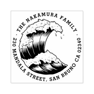 Japans Wave Ronde Familienaam Retouradres Rubberstempel