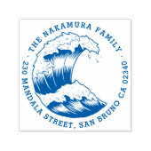 Japans Wave Ronde Familienaam Retouradres Zelfinktende Stempel (Design)