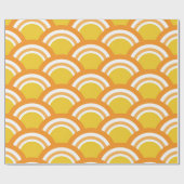 Japans Wave Seigaiha Patroon Geel Sinaasappel Cadeaupapier (Vlak)