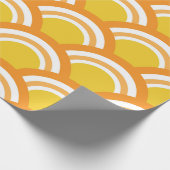 Japans Wave Seigaiha Patroon Geel Sinaasappel Cadeaupapier (Hoek)