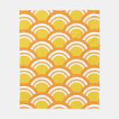 Japans Wave Seigaiha Patroon Geel Sinaasappel Fleece Deken (Voorkant)