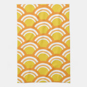 Japans Wave Seigaiha Patroon Geel Sinaasappel Theedoek (Verticaal)
