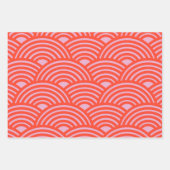 Japans Wave Seigaiha Pattern Roze Rood Inpakpapier Vel (Voorkant 2)