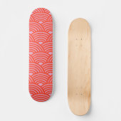 Japans Wave Seigaiha Pattern Roze Rood Persoonlijk Skateboard (Voorkant)