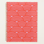 Japans Wave Seigaiha Pattern Roze Rood Planner (Voorkant)