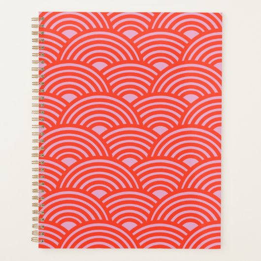 Japans Wave Seigaiha Pattern Roze Rood Planner (Voorkant)