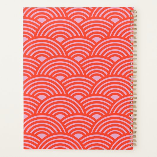 Japans Wave Seigaiha Pattern Roze Rood Planner (Achterkant)