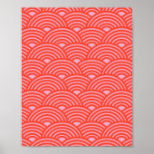 Japans Wave Seigaiha Pattern Roze Rood Poster (Voorkant)