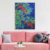  Japans weefsel - bessen en bladeren Canvas Afdruk (Insitu (Woonkamer))