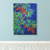  Japans weefsel - bessen en bladeren Canvas Afdruk (Insitu (Houten vloer))