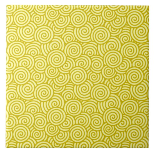 Japans wervelingspatroon - mosterd en lichtgeel tegeltje (Voorkant)