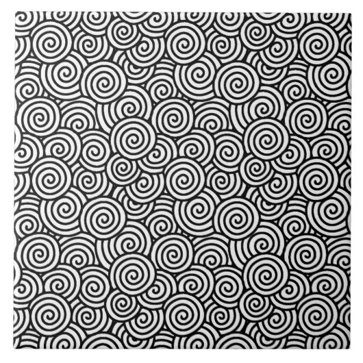 Japans wervelingspatroon - wit en zwarte tegeltje (Voorkant)