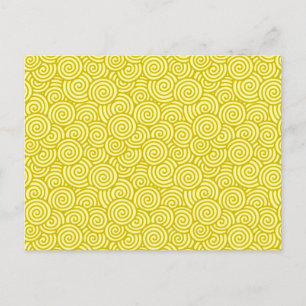 Japans wervelpatroon - mosterd en lichtgeel briefkaart