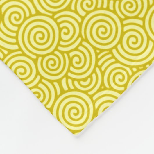Japans wervelpatroon - mosterd en lichtgeel fleece deken (Hoek)
