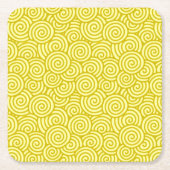 Japans wervelpatroon - mosterd en lichtgeel kartonnen onderzetters (Voorkant)