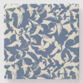 Japans wit en blauw vogeldecoratief Stenen Onderzetter (Voorkant)