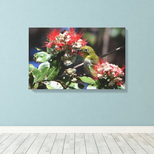 Japans wit oog canvas afdruk (Insitu (Houten vloer))