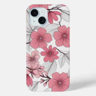 Japans Wit Roze Sakura Kersenbloesem Patroon iPhone 15 Case