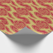Japans wolkenpatroon rood goud cadeaupapier (Hoek)