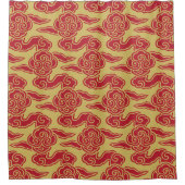 Japans wolkenpatroon rood goud douchegordijn (Voorkant)