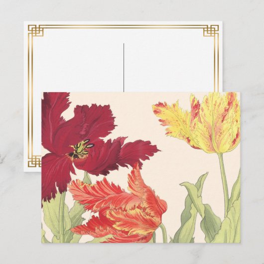  Japans Woodblock Art Ruffled Tulips Briefkaart (Voorkant / Achterkant)