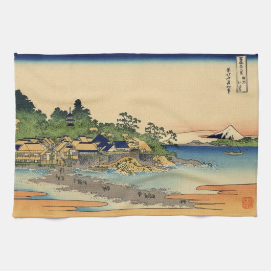 Japans Woodblock: Enoshima in de provincie Sagami Theedoek (Horizontaal)