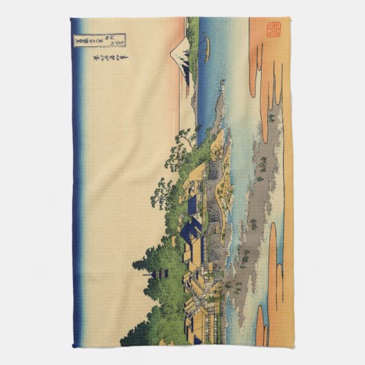 Japans Woodblock: Enoshima in de provincie Sagami Theedoek (Verticaal)