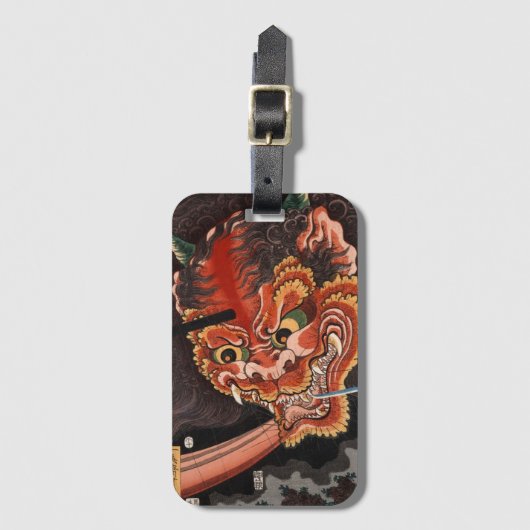Japans  Woodblock Oni King Shutendoji Bagagelabel (Voorkant (verticaal))