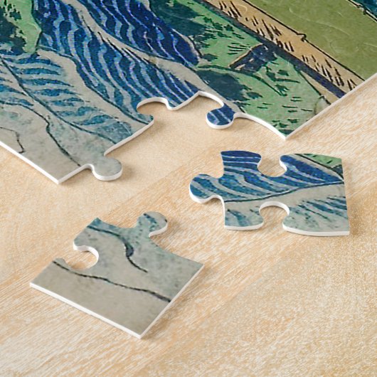  Japans Woodblock Ono Waterfall Kisokaido Legpuzzel (Zijkant)