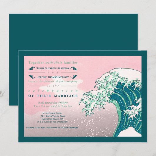 Japans Woodblock print Wedding Invitations Kaart (Voorkant / Achterkant)