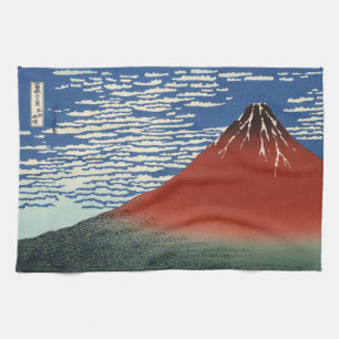 Japans Woodblock: Red Fuji Southern Wind Theedoek