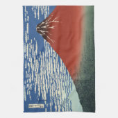 Japans Woodblock: Red Fuji Southern Wind Theedoek (Verticaal)