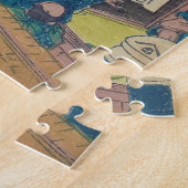 Japans Woodblock Roben Waterfall Oyama Legpuzzel (Zijkant)