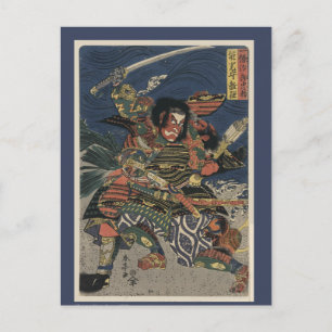Japans Woodblock van Twee Samurai Warriors Briefkaart