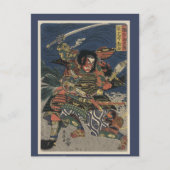 Japans Woodblock van Twee Samurai Warriors Briefkaart (Voorkant)