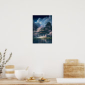 Japans Wooden Castle bij Calm Lake Poster (Keuken)