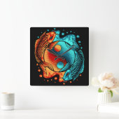 Japans Yin Yang Koi Fish Vierkante Klok (Huis)