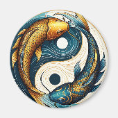 Japans Yin Yang symbool Koi Vis Magneet (Voorkant)
