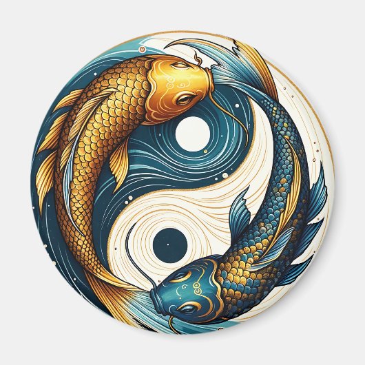Japans Yin Yang symbool Koi Vis Magneet (Voorkant)