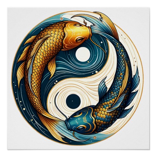 Japans Yin Yang symbool Koi Vis Perfect Poster (Voorkant)